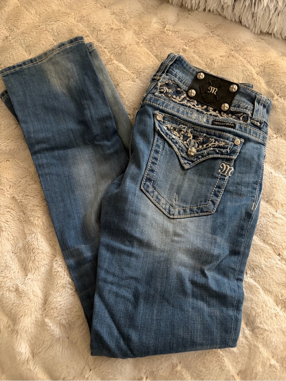 Miss Me Blue Embellished Boot Cut Jeans